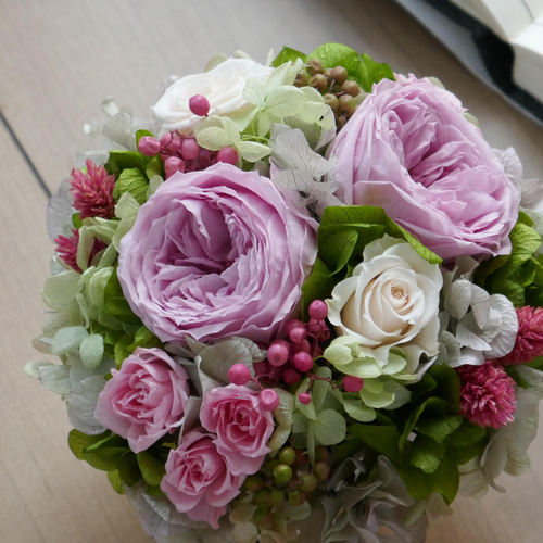 くすみピンクバラのアレンジメント プリザーブドフラワー ドライ