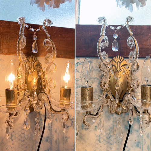 新品 アンティークウォールブラケットシャンデリア 壁掛け2灯セット