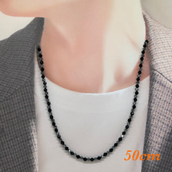 高純度テラヘルツ4mm＆ブラックオニキス4mmネックレス36cm 天然石 体温