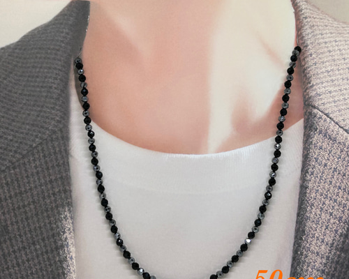 高純度テラヘルツ4mm＆ブラックオニキス4mmネックレス36cm 天然石 体温