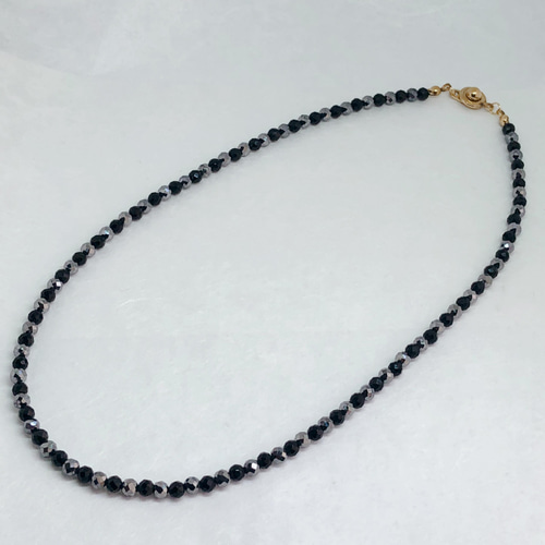 高純度テラヘルツ4mm＆ブラックオニキス4mmネックレス36cm 天然石 体温