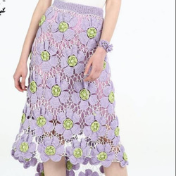 オリジナル2022春秋手作り立体フック大花不規則半身スカートウール中ロングスカート 3枚目の画像