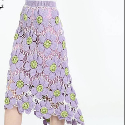 オリジナル2022春秋手作り立体フック大花不規則半身スカートウール中ロングスカート 2枚目の画像