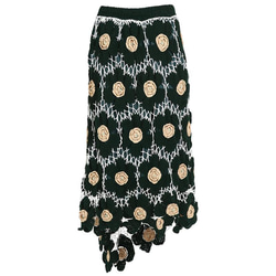 オリジナル2022春秋手作り立体フック大花不規則半身スカートウール中ロングスカート 1枚目の画像