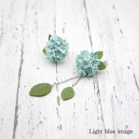 紫陽花ピアス　水色系B-4 2枚目の画像