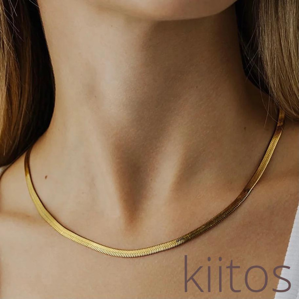 つけっぱなし！OK♪316 サージカルステンレス　スネークチェーン　4mm ネックレス　チョーカーkiitos 1枚目の画像