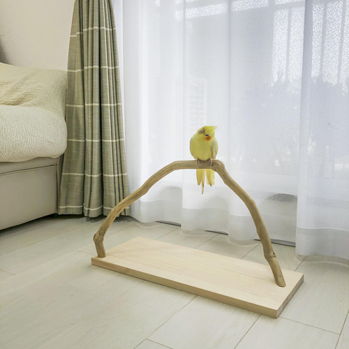 流木の止まり木】鳥、インコ、アーチ型の可愛いフォルムの止まり木