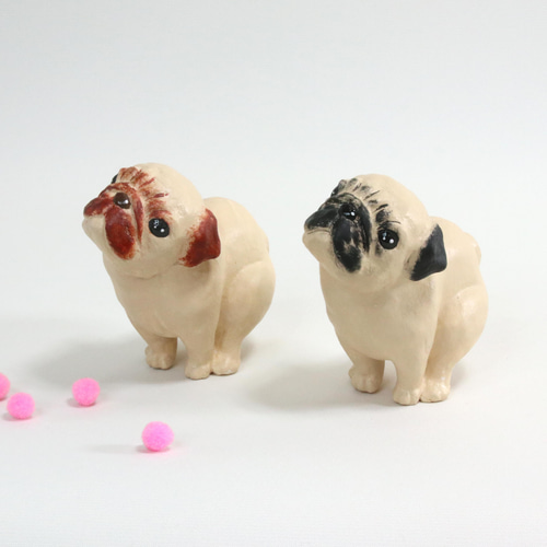 Amazon.co.jp: GUOOL かわいいパグ置物装飾 滑り止めマット