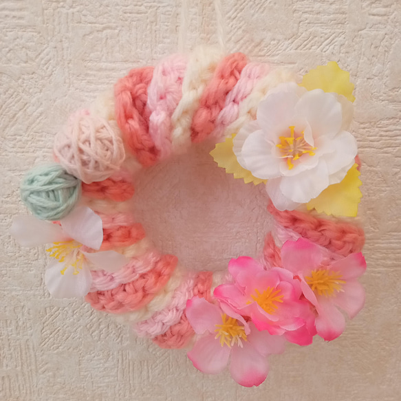 2,000円以上送料無料】羊毛フェルトと毛糸のリース ①【春】 リース