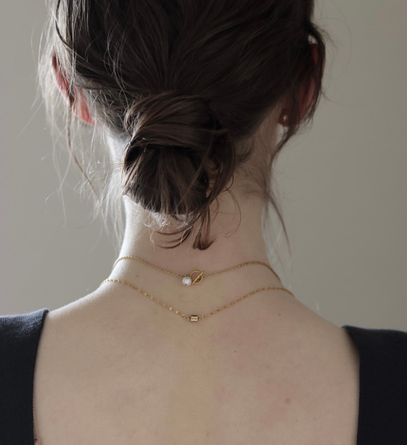 14kgf long chain wave coin necklace（アレルギー対応） 4枚目の画像