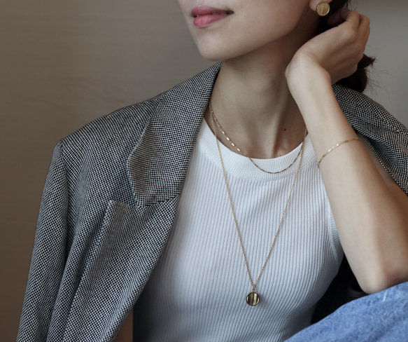 14kgf long chain wave coin necklace（アレルギー対応） 14枚目の画像