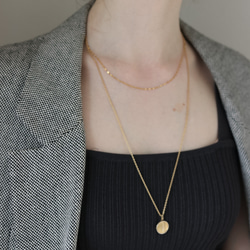14kgf long chain wave coin necklace（アレルギー対応） 3枚目の画像
