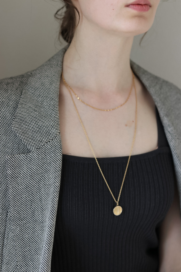 14kgf long chain wave coin necklace（アレルギー対応） 3枚目の画像