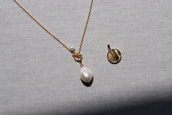 14kgf long chain wave coin necklace（アレルギー対応） 17枚目の画像