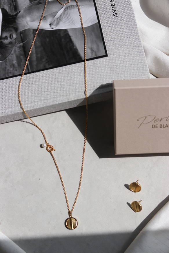 14kgf long chain wave coin necklace（アレルギー対応） 12枚目の画像