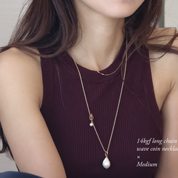 14kgf long chain wave coin necklace（アレルギー対応） 16枚目の画像