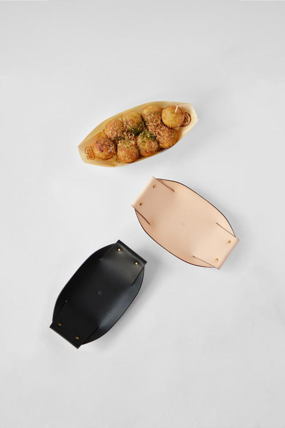 たこやきレザートレイ 舟皿型 トレー 本革 名入れ可能 [MOLVAR]