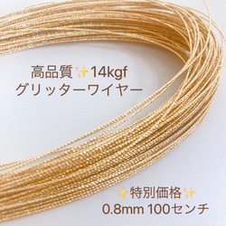 大人気　14kgf スパークルグリッターワイヤー　0.8mm  100センチ　ハードワイヤー　アクセサリー素材 1枚目の画像