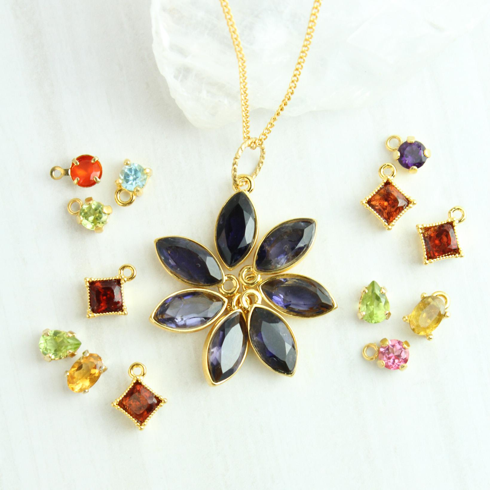 選べるチャーム【アイオライト（10ｍｍ）】ルースネックレス