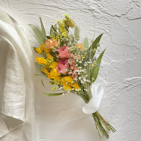 ナチュラルスワッグ　ラナンキュラス  ミモザ　かすみ草　母の日　母の日ギフト ナチュラルスワッグラナンキュラス ミモザかすみ草母の日母の日