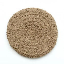 棉質鉤編手工針織貝雷帽（米色）。 第3張的照片