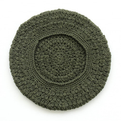 棉質鉤針手工編織貝雷帽（卡其色）。 第4張的照片
