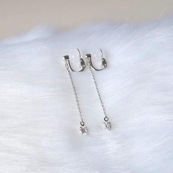 【news every. 刈川くるみ様ご着用】zirconia chain earrings 1枚目の画像