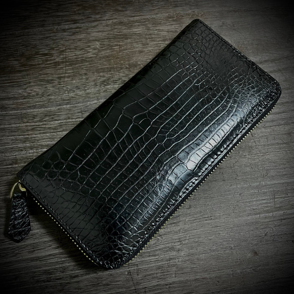 ブラック】クロコダイル 長財布 黒 エクセラ クロコ メンズ レディース