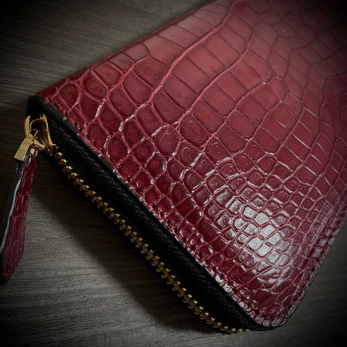 高級 クロコダイル レザー 本物 クロコ 長財布 一枚革 本革 国内生産