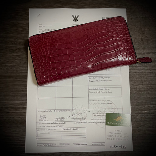 高級 クロコダイル レザー 本物 クロコ 長財布 一枚革 本革 国内生産