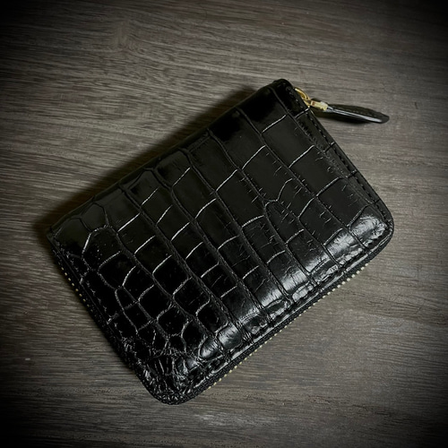 高級 クロコダイル ミニ財布 コインケース コンパクト 小銭入れ YKK 一