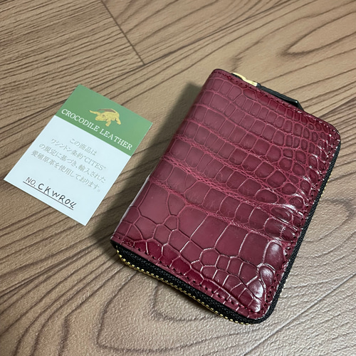 高級 クロコダイル ミニ財布 コインケース コンパクト 小銭入れ YKK 一