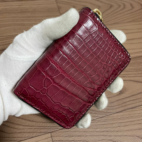高級 クロコダイル ミニ財布 コインケース コンパクト 小銭入れ YKK 一