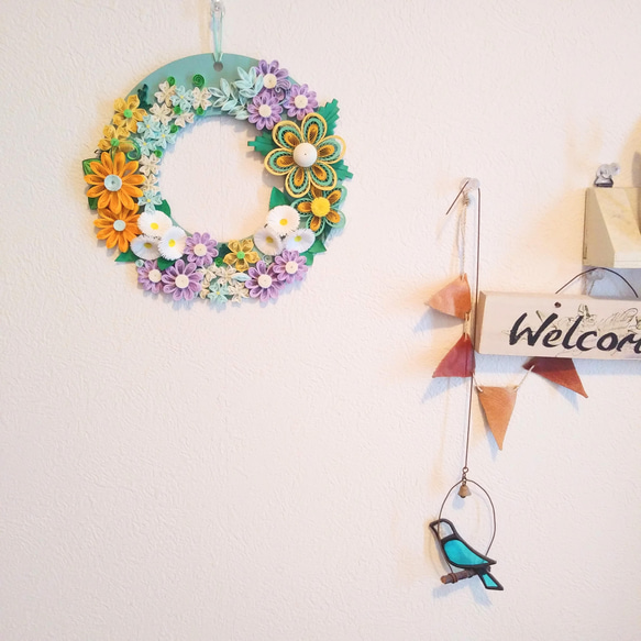 お花いっぱいクイリングの軽やかリース《イエロー×ラベンダー》 リース