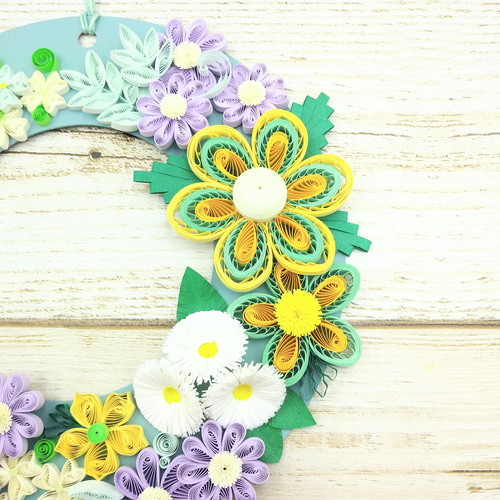 お花いっぱいクイリングの軽やかリース《イエロー×ラベンダー》 リース