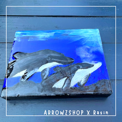 【kn01】レジンアート　イルカ　イルカのカップル　海アート　海レジンアート インテリアパネル 3枚目の画像