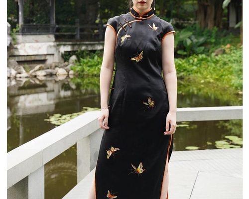 極美品☆SHANGHAITANG シャンハイタン　ワンピースチャイナドレス　黒 Amazon | [Minesam] チャイナ服 ワンピース 竜刺繡 龍