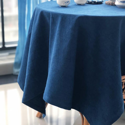 植染時藍植物インディゴ手染め綿麻厚暗紋テーブルクロスレストラン装飾長卓円卓布蓋布 2枚目の画像