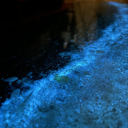 アート　モニターラック 夜光虫ターコイズブルームーンビーチ ホ　ガラススタンドラック　モニタースタンド　海 6枚目の画像