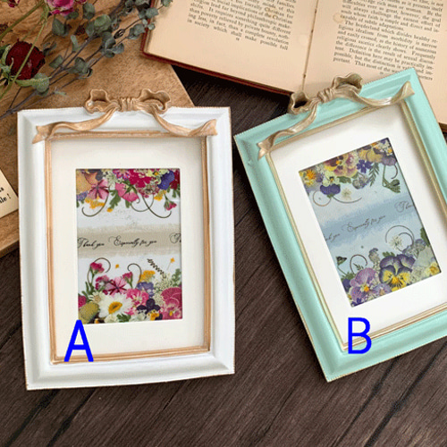 アンティークリボンフレームの押し花アート額2タイプ その他アート