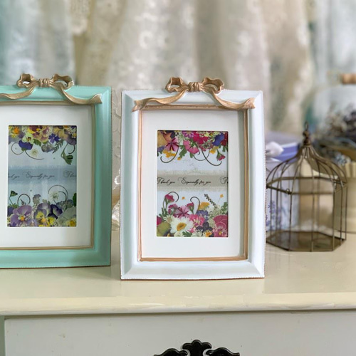 アンティークリボンフレームの押し花アート額2タイプ その他アート