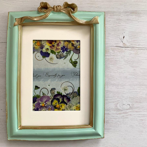 アンティークリボンフレームの押し花アート額2タイプ その他アート