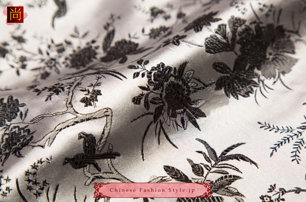 プレミアムシルク100% チーパオチョンサン チャイナドレス 立て襟 ロング丈 -カスタム可＃120