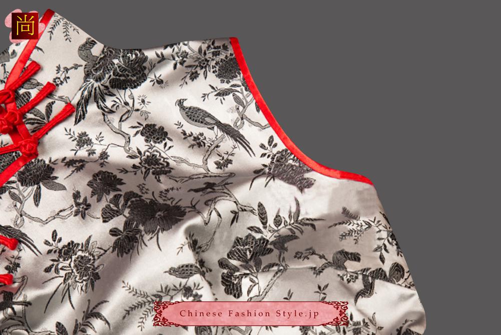 プレミアムシルク100% チーパオチョンサン チャイナドレス 立て襟 ロング丈 -カスタム可＃120