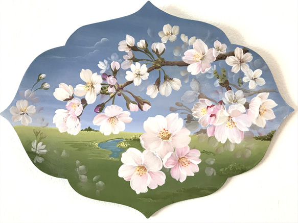 桜の壁掛けプレート(トールペイント) 2枚目の画像