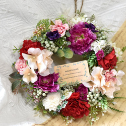 27cm》お花を贅沢に使った大きなリース アーティフィシャルフラワー