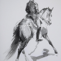 原画。Dressage 2022（墨絵、厚い和紙、２６ｃｍ×３６ｃｍ） 1枚目の画像