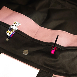 ꕤ受注製作ꕤ　黒×くすみピンク　帆布　サイドポケット　肩掛けトートバッグ 6枚目の画像