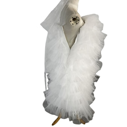 豪華！ウェディングドレス 柔らかく重ねたチュールスカート ミモレ丈  前撮り 可愛い ソフトチュール 4枚目の画像
