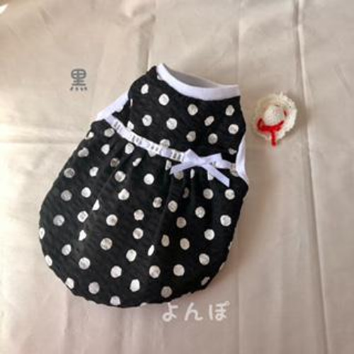 犬服　ドット柄タンクトップ DM ハンドメイド 犬服 タンクトップ バルーンタンクトップ ドット柄リップル